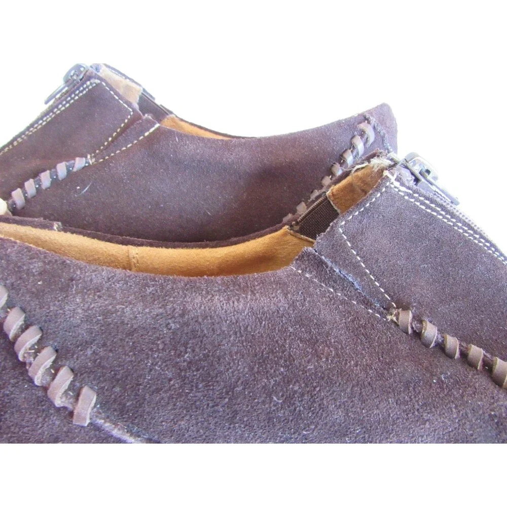 Natural Soul Dark Brown RIGG Slip On Front Zip Suede Leather Loafer Size 8M